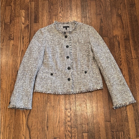 Rag & Bone Black and Cream Carmen Blazer Jacket Cropped Tweed Jacket Size 10 - Picture 7 of 12